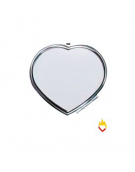 Espelho Compacto Metal Sublimação Coração