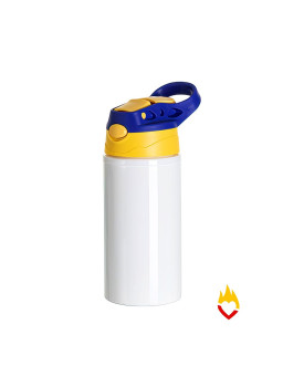 garrafa aluminio sublimação 500ml- tampa automatica amarela e azul